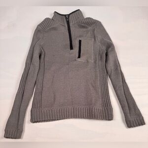 prAna Tri Thermal Threads 1/4 Zip Pullover Sweater Wool Blend Gray Men’s M